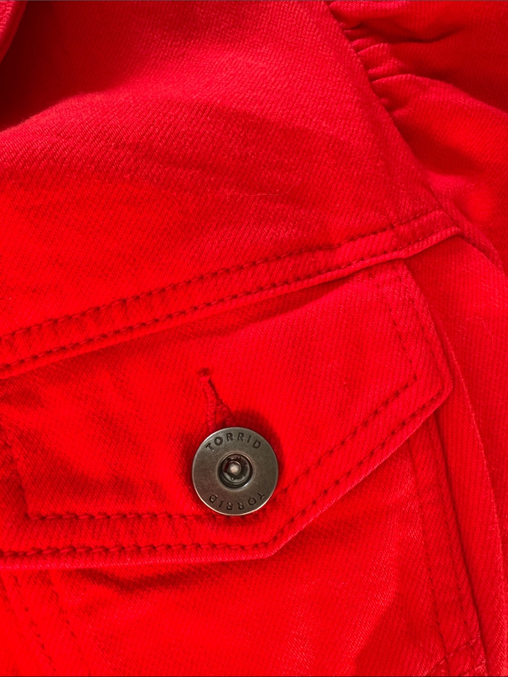 Torrid Red Button-Front Jean Jacket - Picture 3 of 7
